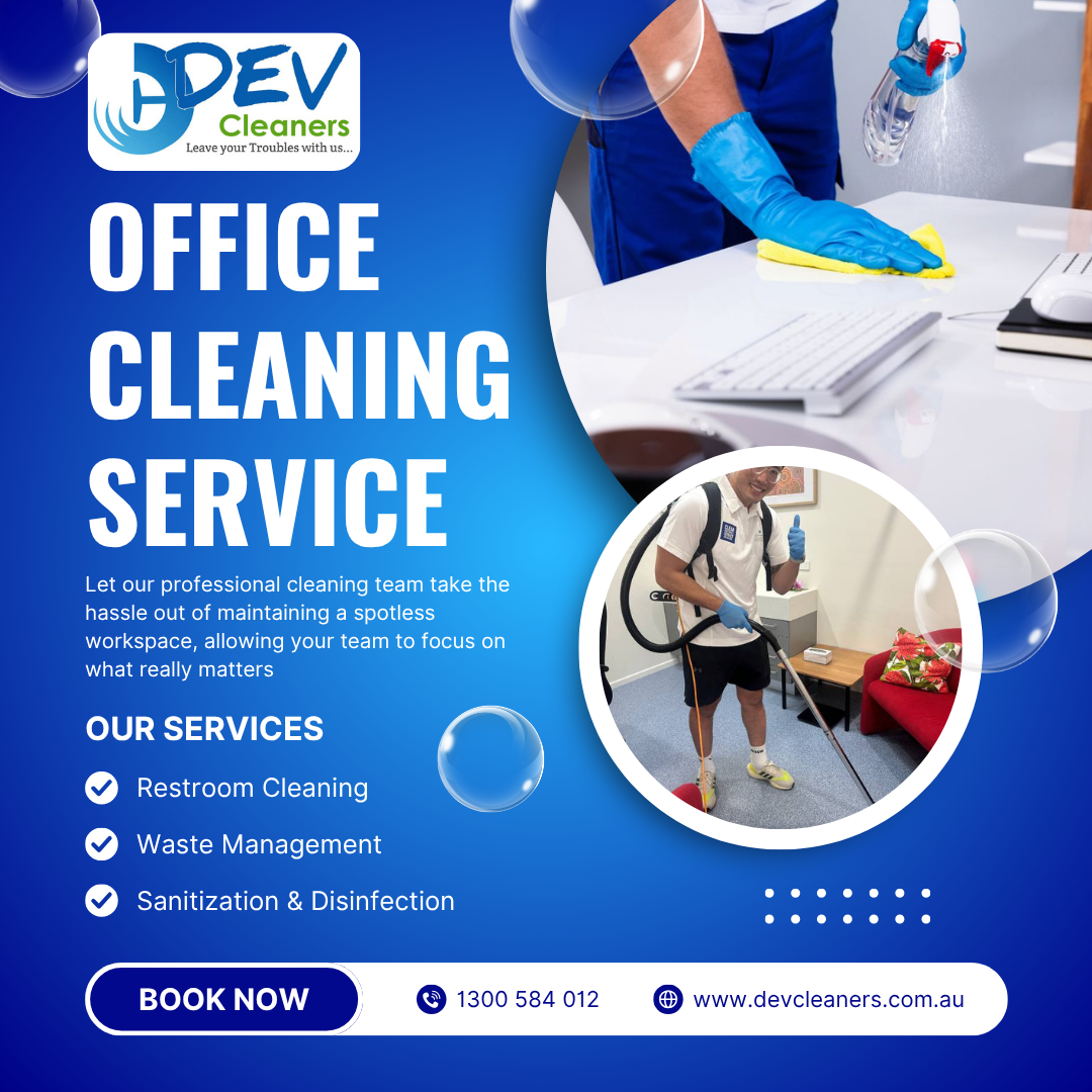 Blue And White Modern Office Cleaning Service Instagram Post